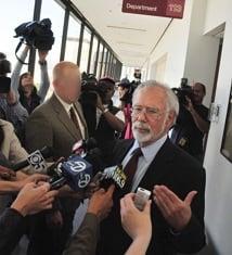 Robert J. Beles interviewed by the press on a high profile Criminal Defense case