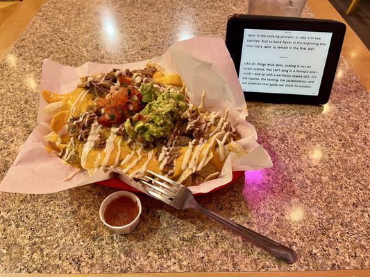 Nachos and a book made a slightly messy but good combo.