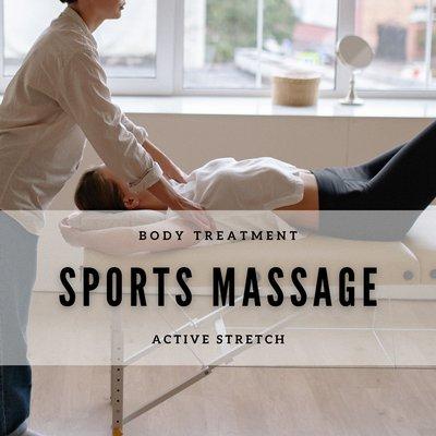 sport massage with active and passive stretch along with focused muscular repair massage