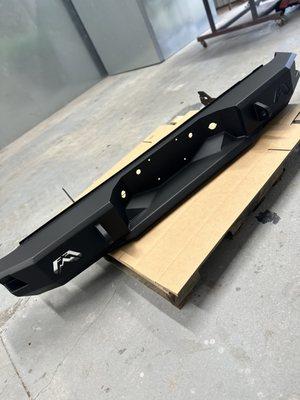 Bumper powder coated in Matte Black