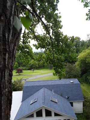 What a beautiful shade of blue. And how about the scenery. You are looking at a CertainTeed Pro Series lifetime warranty roofing system.