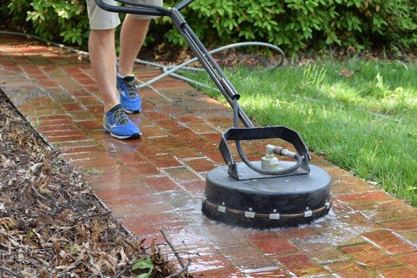 Pressure Washing Brick Sidewalk