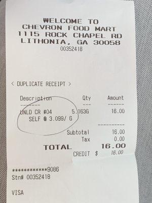 The price I was charged.