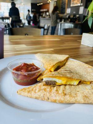 Breakfast Quesadilla w/ turkey sausage