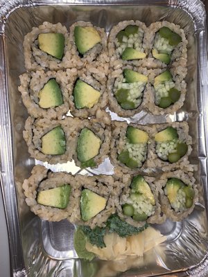 Avocado roll and vegetable roll