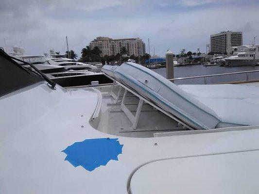 Custom Adjustable Seat Backs on 98' yacht forward bow "Bunny Pad"