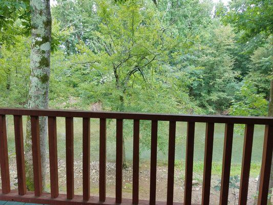 View of water from cabin porch