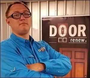 Jordon Gonzales and Door Renew sign