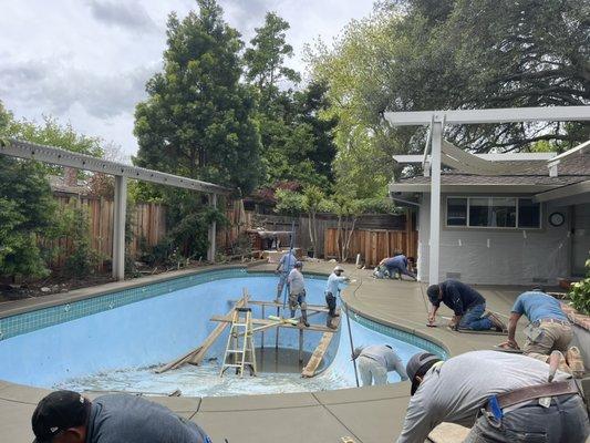 Finishing up the new pool deck