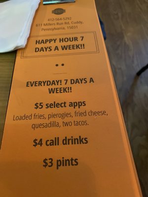 Happy hour specials