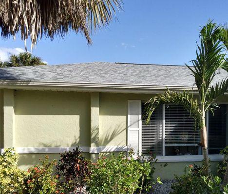 New roof in light colors are great for Florida and look good with most any color. Large selection of Tamko, IKO, GAF Shingle colors !!