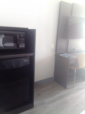 Most rooms come with a microwave and mini refrigerator, that actually are also BRAND NEW!