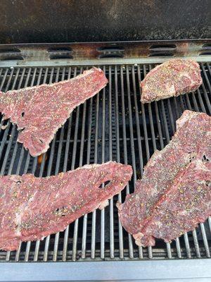 thin cut prime skirt steaks and a delicious ribeye