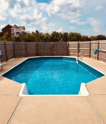 Need a break from the beach? Take a dip in your own private oasis without the sand and crowds in your own backyard pool.