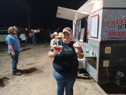 At the Flying G Rodeo enjoying a Rootbeer Float.