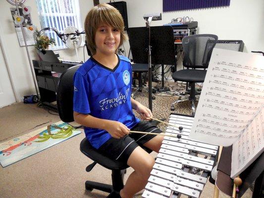 Ethan's been studying Xylophone & drums for his tryout at Bak Middle school.