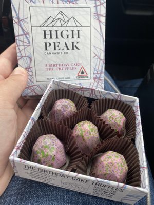 New Menu Item Alert!!! Birthday Cake Truffles are now on sale. 30mg THC per truffle.