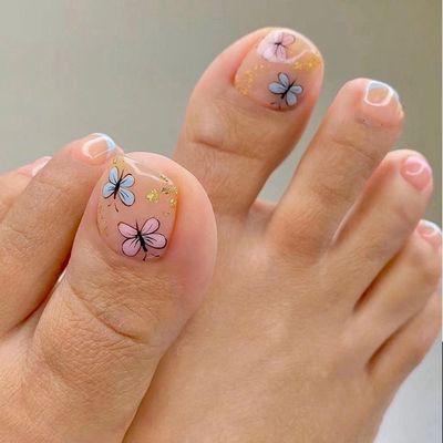 Pedicure , getting pampered and beauty. Toes nails art