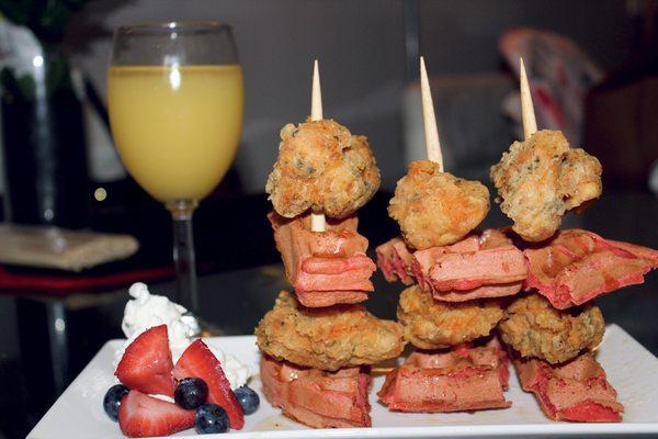 Chicken x Waffle Kabobs .