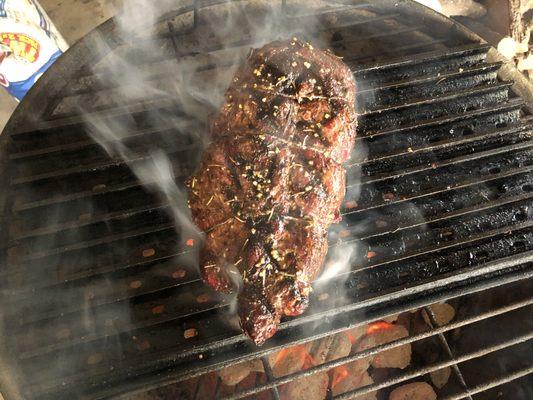 Beef tenderloin searing after started on the smoker until 120° internal