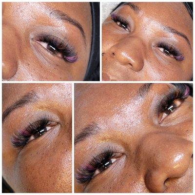 Volume Eyelash Extentions with Color Pop