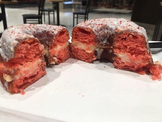 Red velvet cronut, very sweet.