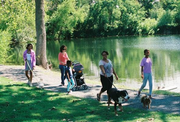 We have a 10 Acre Lake on our property with a serene dog walking path circling the lake. This allows dogs "Nature Walks!"