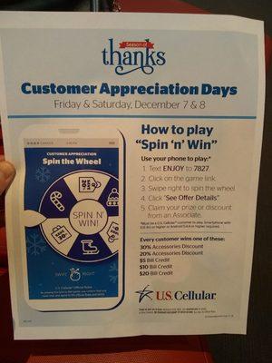 Last day of customer appreciation day!!!