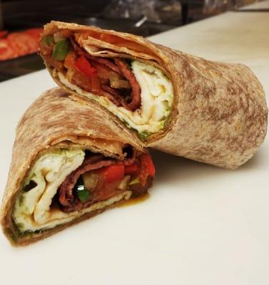 Healthy wrap - Turkey Bacon, veggies, mild salsa & eggwhites