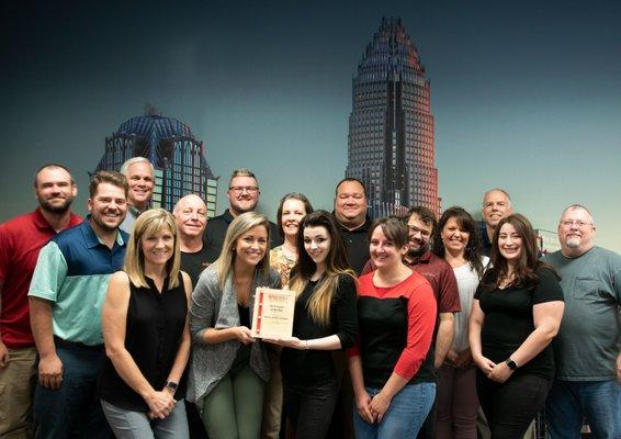 The AG South Charlotte Team with our 2019 National Project of the Year Award