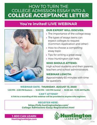 Watch our webinar on writing college essays this Thursday, August 13!