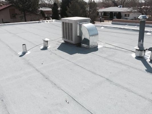 Completed 4 ply Hot Tar Modified Bitumen Rubberoid Roofing System