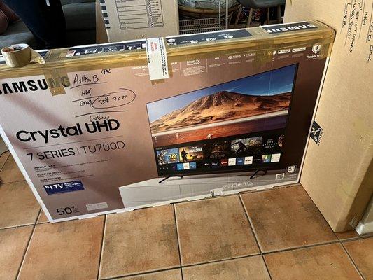 Tv packaging with security seal!