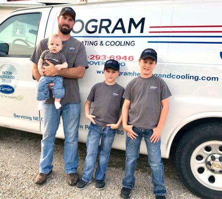 A family owned business. Ryan Ogram, Service and installation manager, and his 3 boys (future employees!)