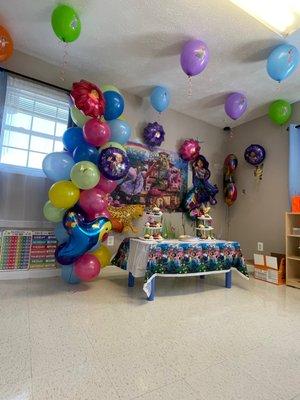 Birthday Party set up by the staff.