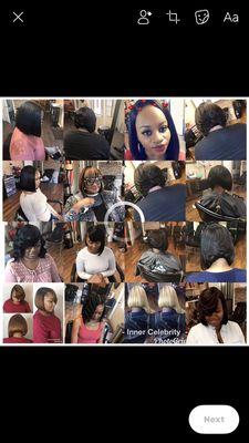 Different variety of bobs and extensions