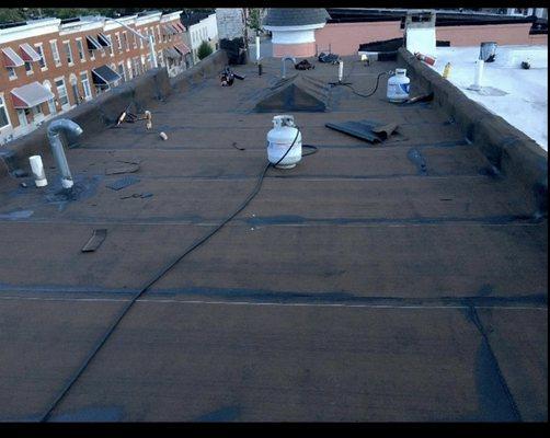 All new fire stone 180 rubber roof installed on flat roof surface