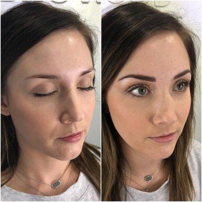 Microblading brunette in Newport beach