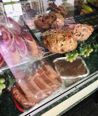 The counter with sweet breads