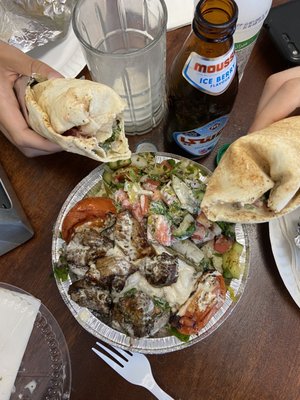 Lamb Kabab Plate and Falafel Sandwich