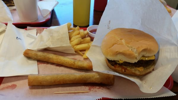 Bacon double cheeseburger with fries