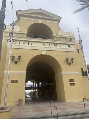 Front entrance. Police on the right, city services, like permits and licenses, to the left.