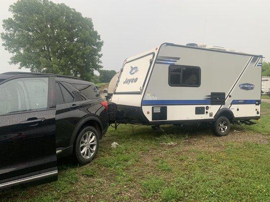 My new Ford Explore is perfect for towing my camper.