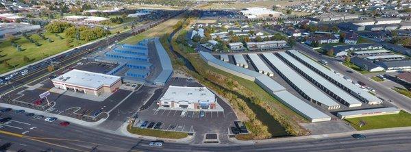 aerial view of both facilities