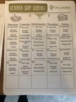 Soup schedule