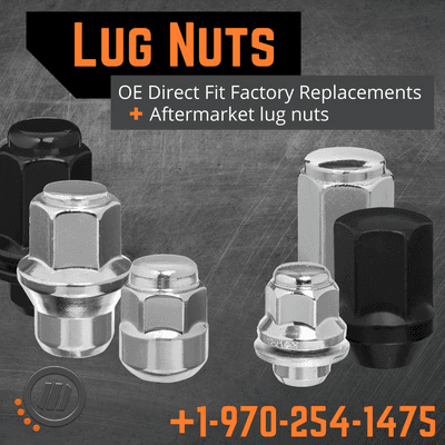 Lug nuts: OE and aftermarket lug nuts including hex, spline, and mag style lugs.