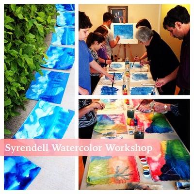 Rick Tan leading a watercolor painting workshop in Davis.