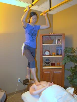 I integrate Ashiatsu, Oriental Bar Therapy and Acupressure Massage Therapy Techniques.