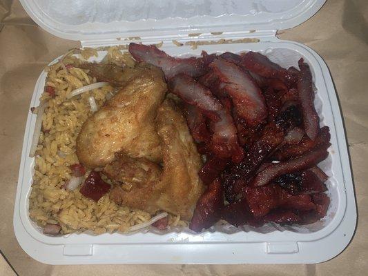 P. Chicken Wings with Boneless Spare Ribs and 27. Roast Pork Fried Rice