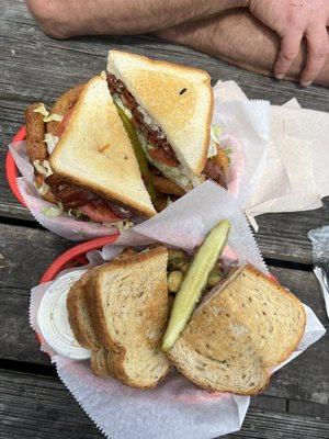 BLT and Reuben sandwiches, fried okra So YUMMY!